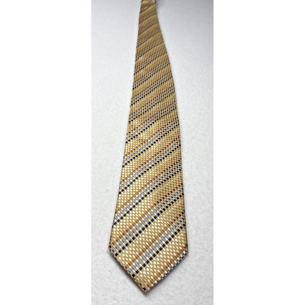 Peacock Men's 100% Silk Gold Geometric Necktie Classic Business Dress Tie 58"